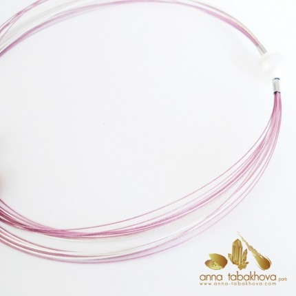 PINK coated nylon and silver plated steel necklace (with a white australian pearl clasp sold separatly)