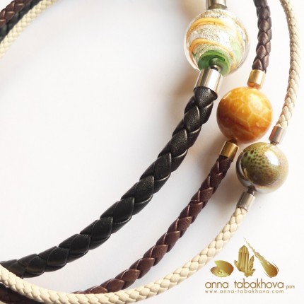 4 mm Braided Leather Necklace compared to 5 and 8 mm (sold separatly)
