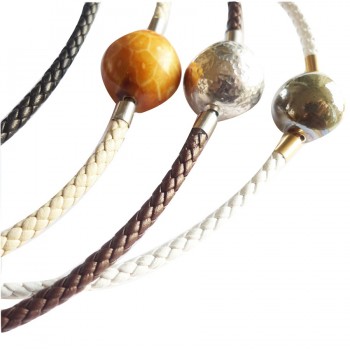 4 mm Braided Leather InterChangeable Necklace, close-up of different colors (sold separatly)