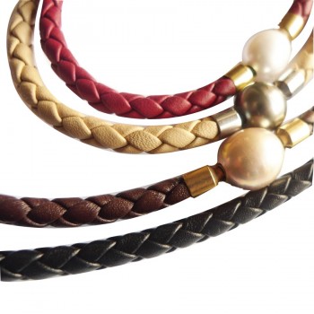 5 mm Braided Leather InterChangeable Necklace, close-up of different colors (sold separatly)