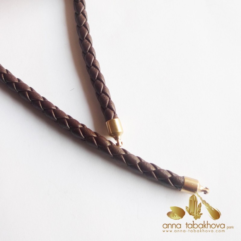 5 mm Braided Leather InterChangeable Necklace, in brown