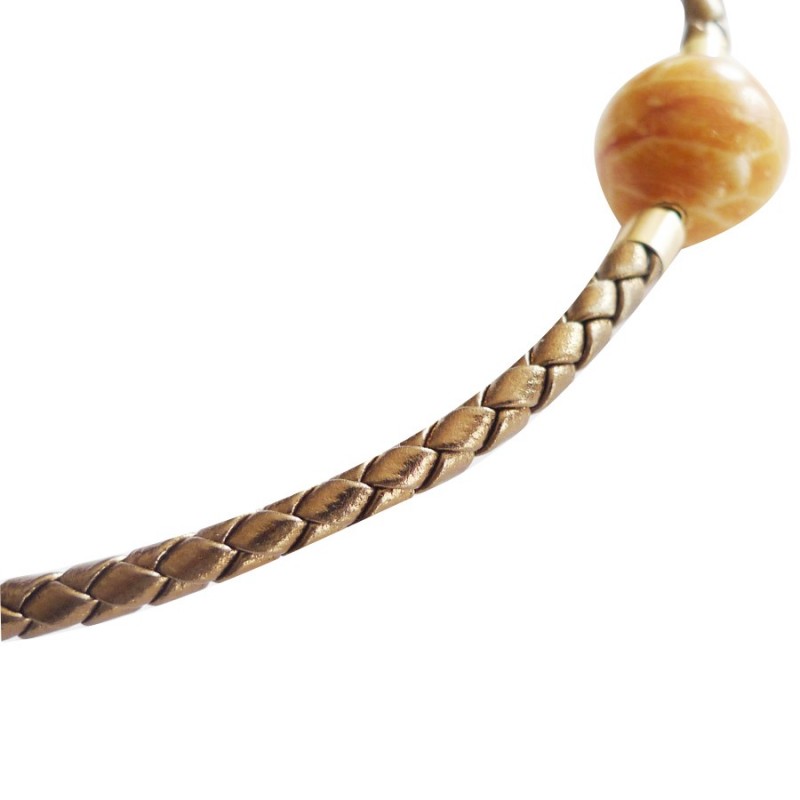 5 mm Braided GOLD Leather InterChangeable Necklace with a fossilized coral clasp (sold separatly)