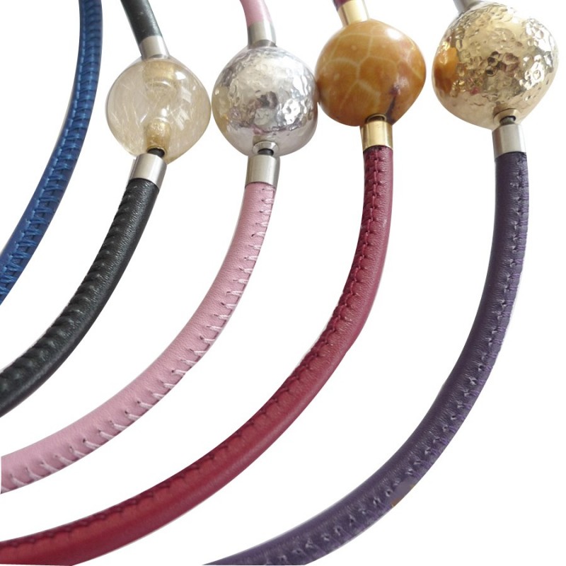 5 mm STITCHED Leather InterChangeable Necklace in different colors (choose one necklace fr sale)