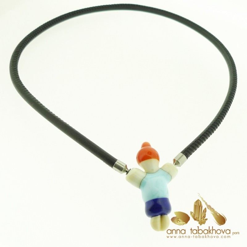 Fancy Child Murano Clasp with a stitched leather necklace (sold separatly)
