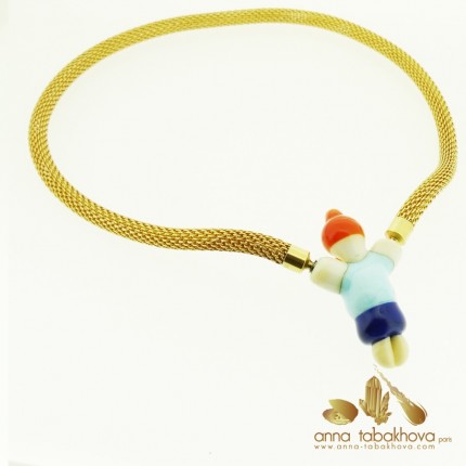 Fancy Child Murano Clasp with a gold plated mesh necklace (sold separatly)