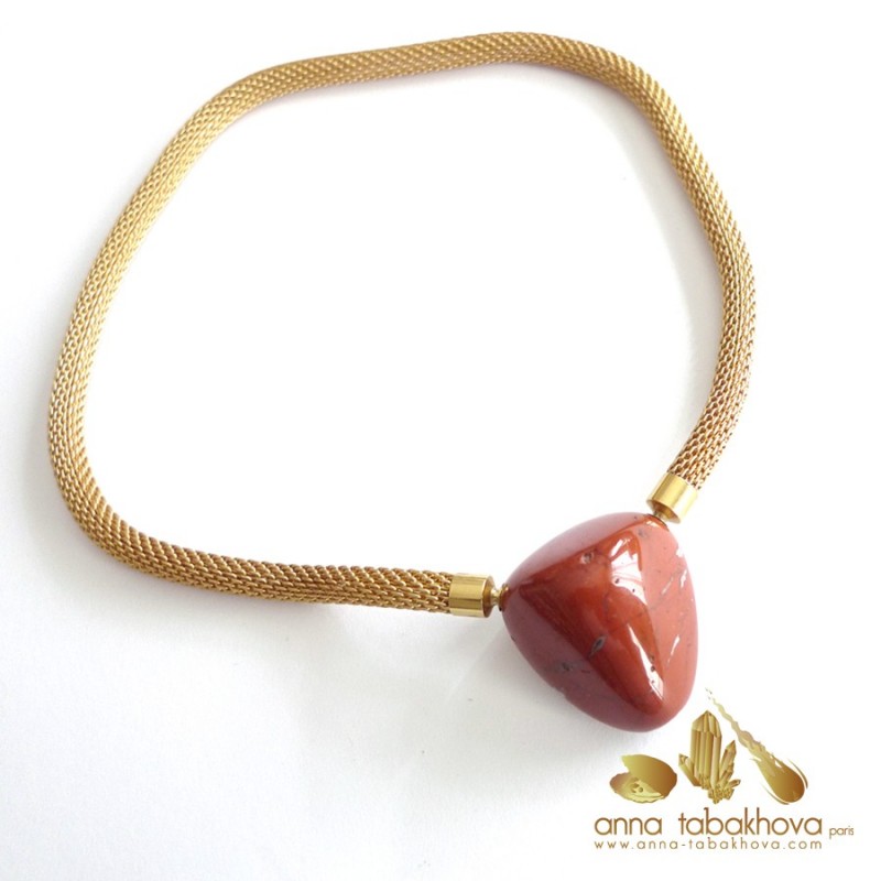 Red Jasper InterChangeable Clasp with a gold plated mesh necklace (sold separatly)