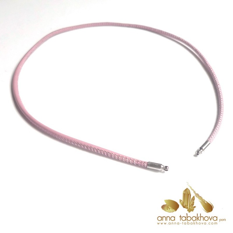 3 mm STITCHED Leather InterChangeable Necklace PINK