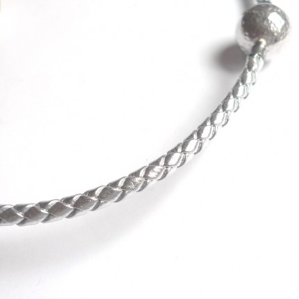 5 mm Braided SILVER Leather InterChangeable Necklace