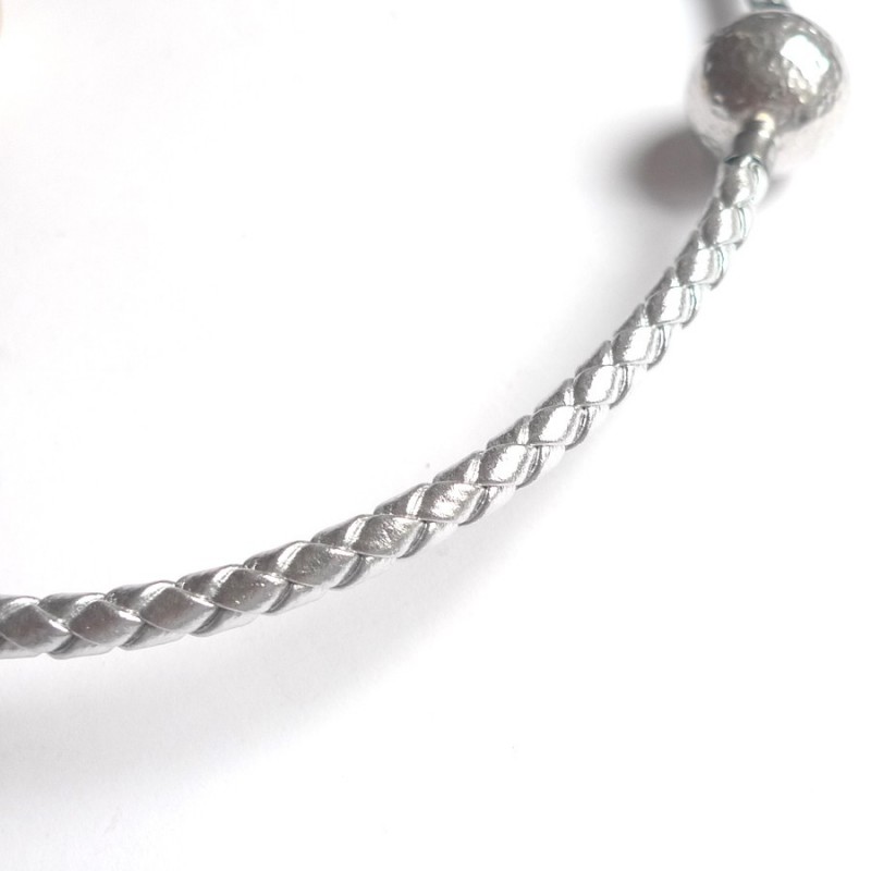 5 mm Braided SILVER Leather InterChangeable Necklace