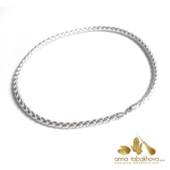 5 mm Braided SILVER Leather...