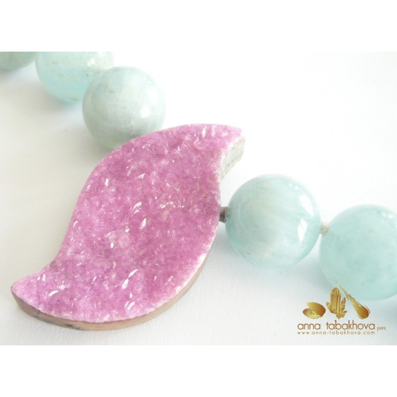 Cobalto-Calcite InterChangeable Clasp with the aquamarine necklace
