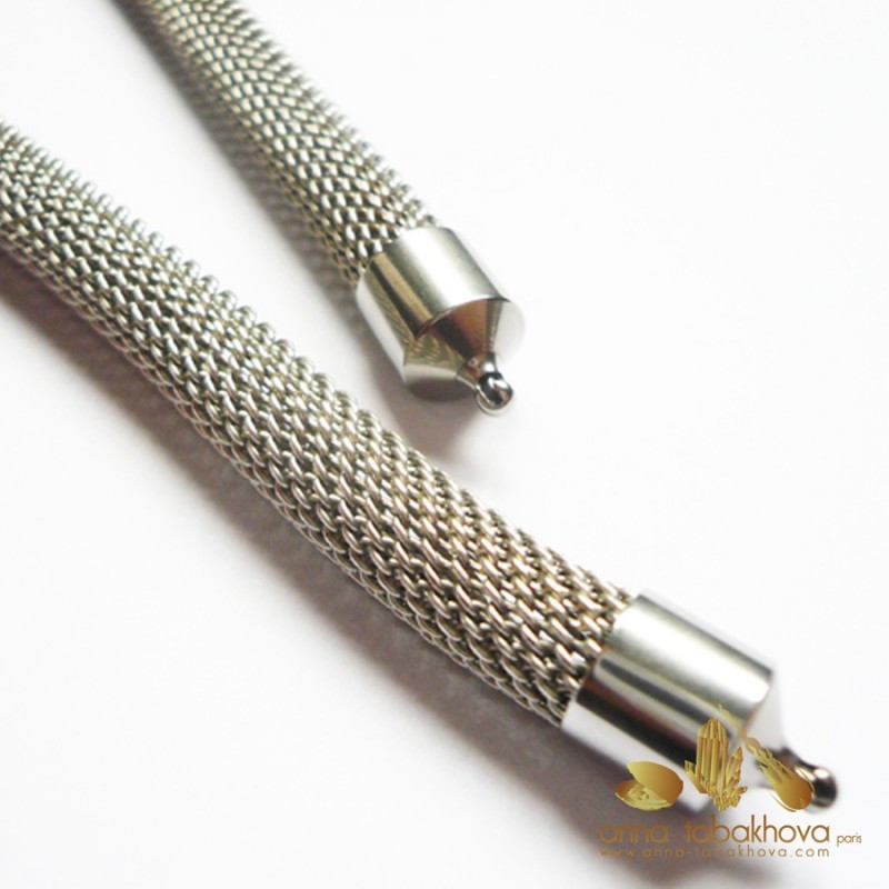 8 mm Steel Mesh InterChangeable Necklace, steel setting
