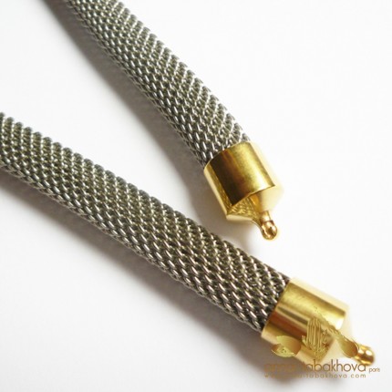 8 mm Steel Mesh InterChangeable Necklace, gold plated setting