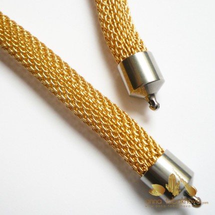 8 mm Gold Plated Steel Mesh InterChangeable Necklace, steel setting